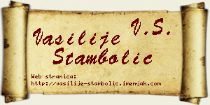 Vasilije Stambolić vizit kartica